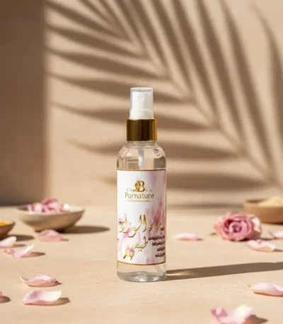 ماء الورد المقطر (Purnature) - تونر طبيعي لشد المسام، ترطيب البشرة وتثبيت المكياج